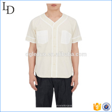 Cotton Canvas Button-Front Baseball t shirts plain men team t shirt